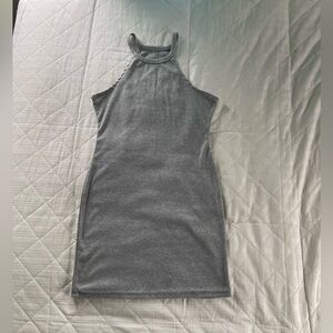 Grey asymmetrical hem tank dress